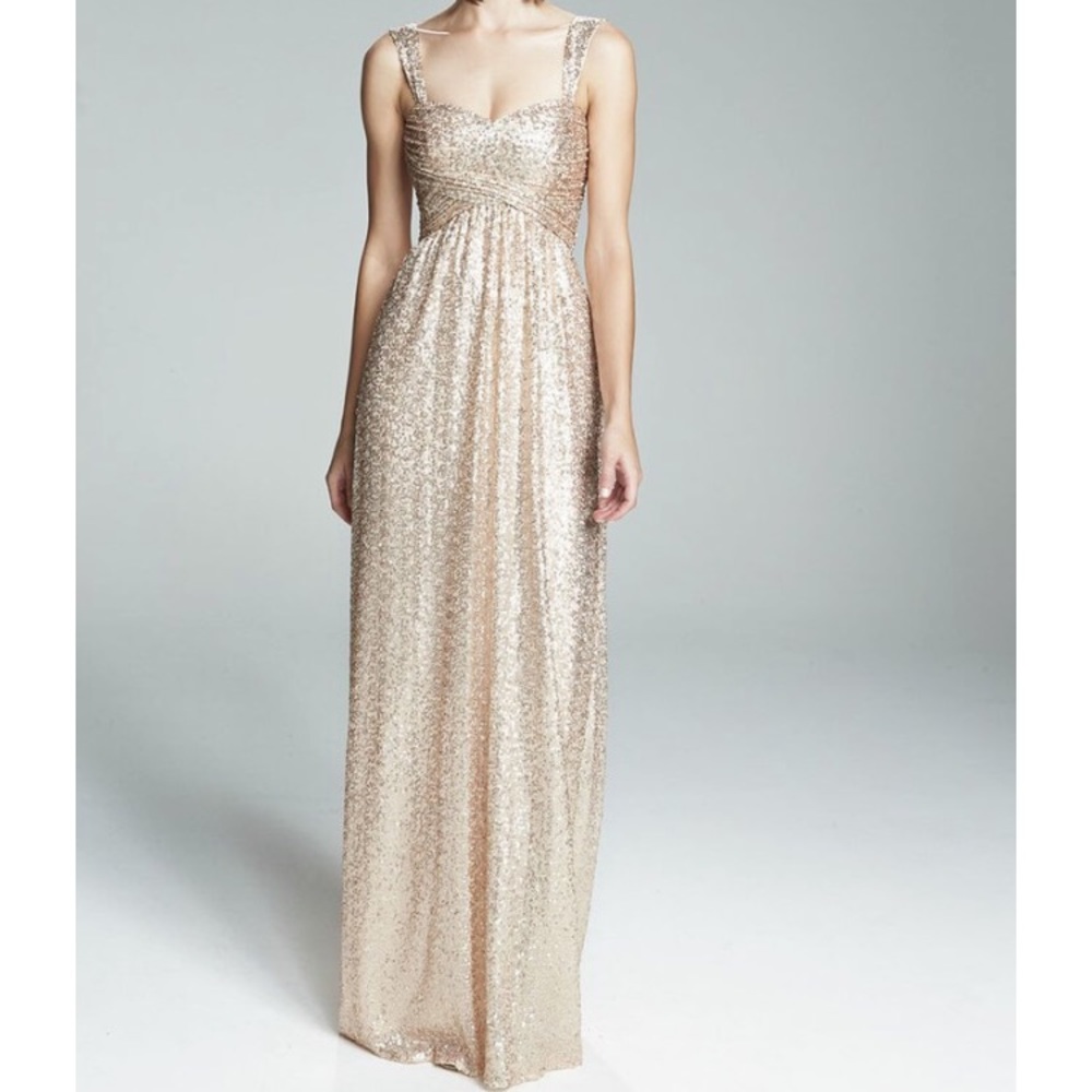 gold sequence bridesmaid dress